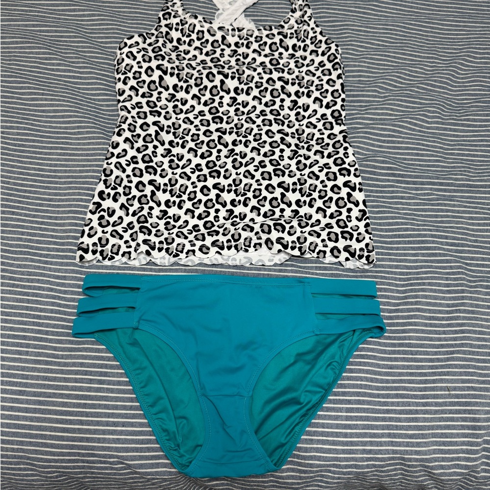KIAVA tankini - leopard and teal